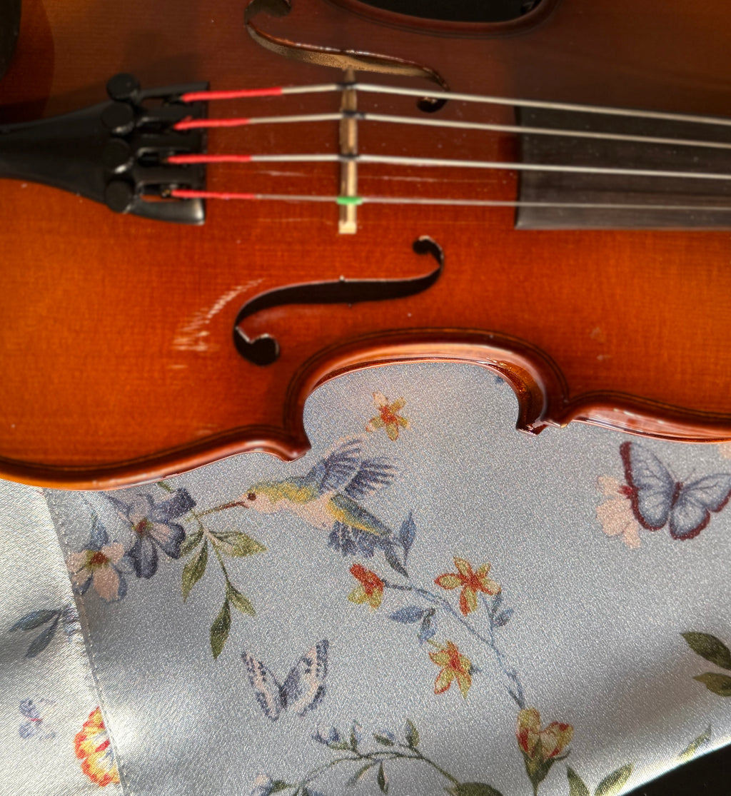 1/4 - 1/8 Size Violin Bag "Hummingbirds in Blue Garden"